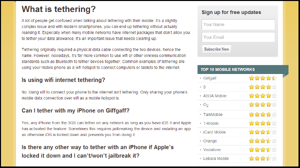 tethering article